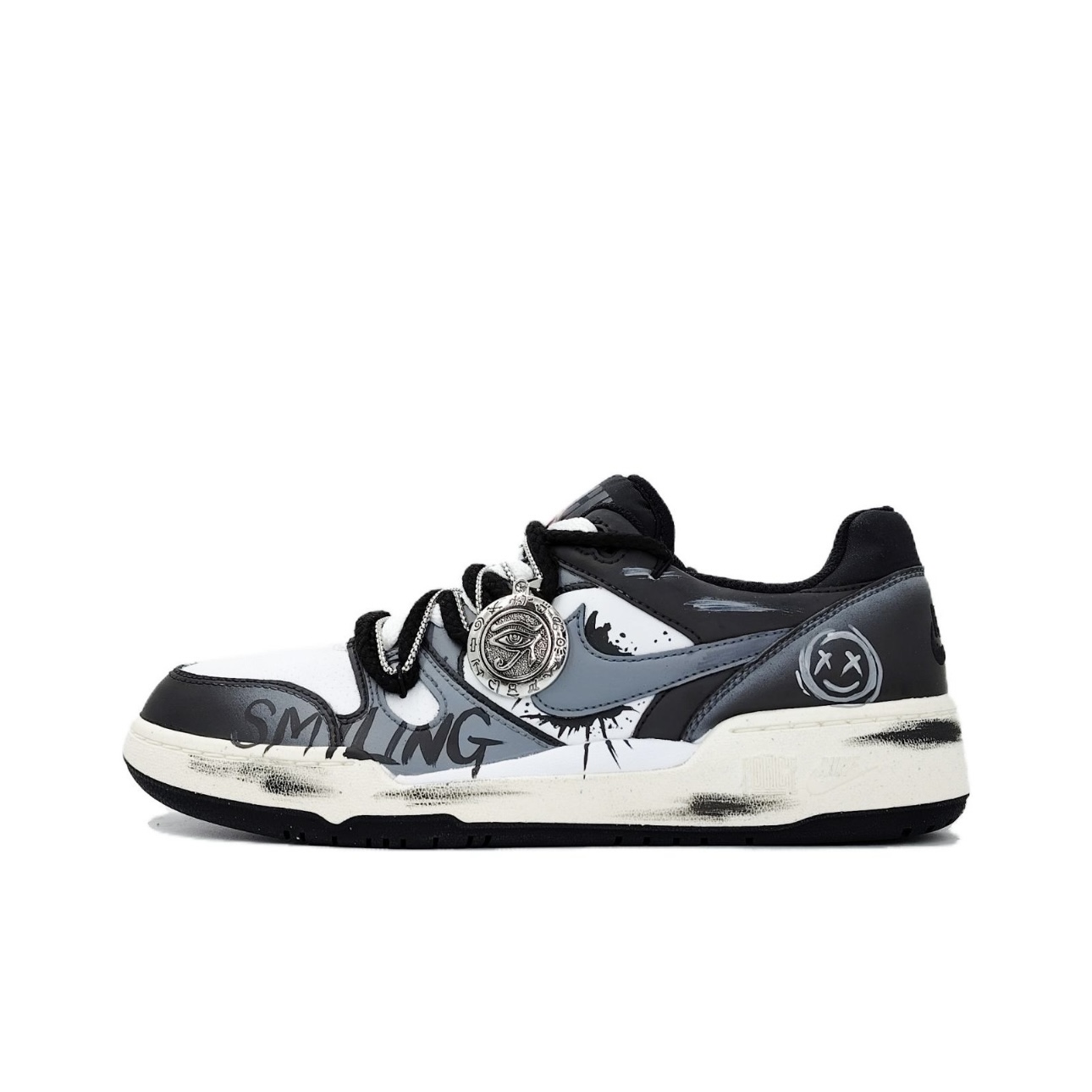 【定制球鞋】Nike Full Force 审判之眼 涂鸦 白黑  FB1362-101