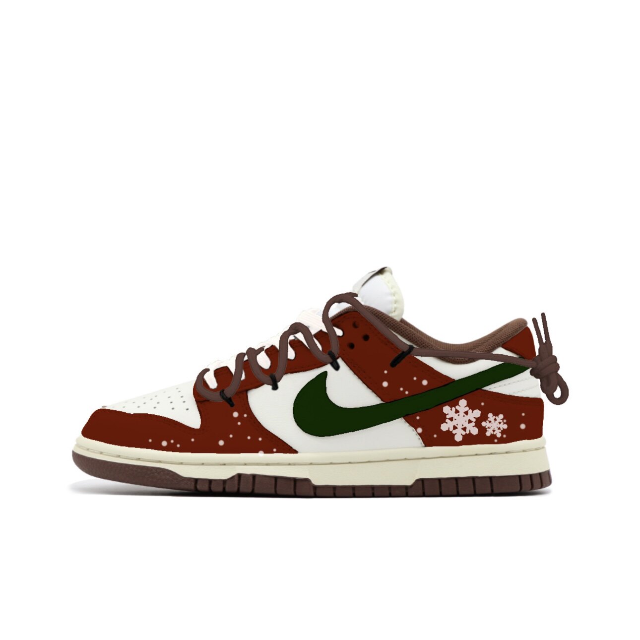 【定制球鞋】Nike Dunk 冬日雪境 雪花 喷绘涂鸦 红棕 DD1503-124