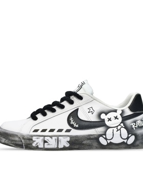 【定制球鞋】Nike Court Royale 塔兔 BaoLi痞熊 黑白 BQ4222-103