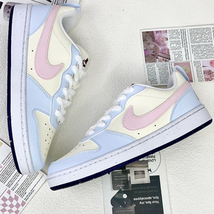 Court Borough FV8120 定制球鞋 141 蓝粉 Nike 喷绘 海盐桃桃