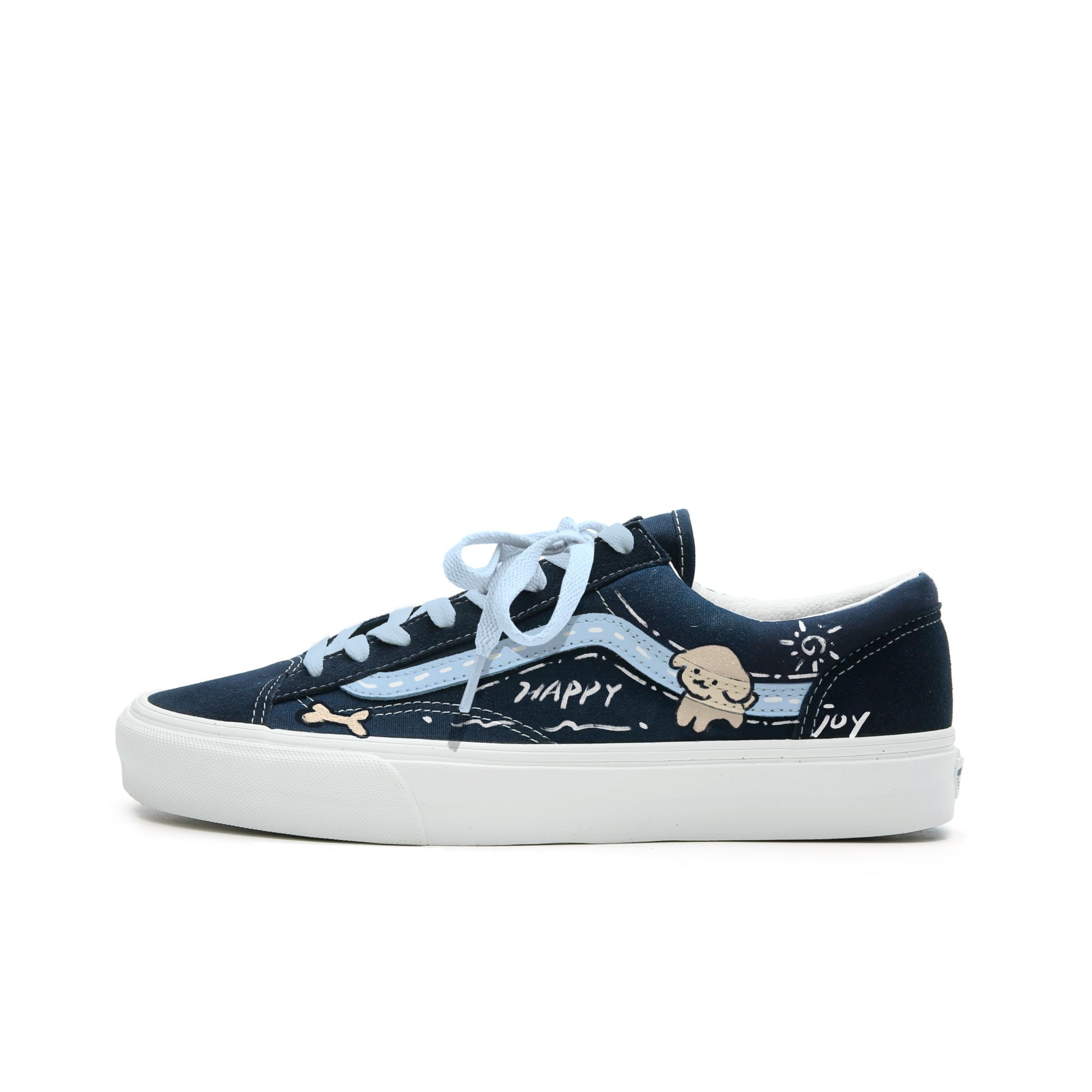 Vans藏蓝快乐小狗定制帆布鞋