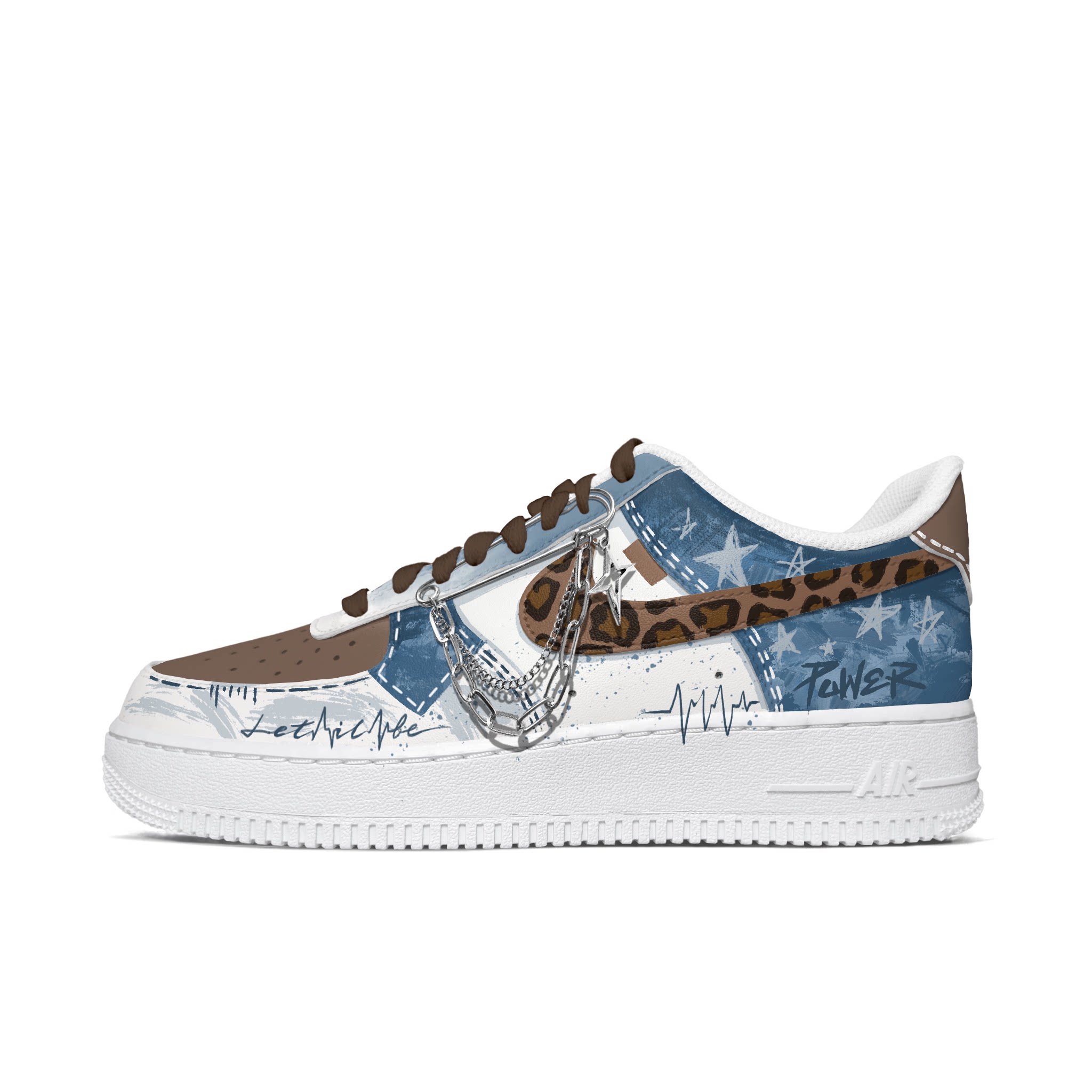 NikeAF1蓝豹碎星定制手绘球鞋