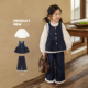 套装 小O宝童装 女童木耳边衬衫 女洋气2026春秋装 宝宝牛仔马甲套装