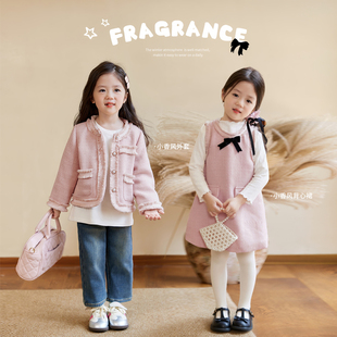小O宝Okids童装 宝宝小香风公主裙女千金风2024冬洋气婴儿夹棉外套