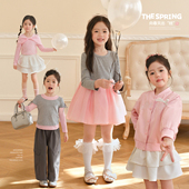 粉色女童超好看外套套装 小O宝童装 洋气2026新款 套装 裙 宝宝春装