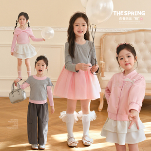 粉色女童超好看外套套装 小O宝童装 洋气2026新款 套装 裙 宝宝春装