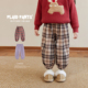 宝宝格子裤 女加绒洋气复古2024冬季 新款 小O宝Okids童装 婴儿灯笼裤