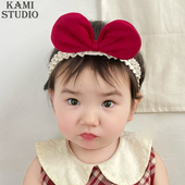 韩版 婴儿发带可爱红色蝴蝶结头饰春夏女宝宝百日周岁宴发饰不勒头