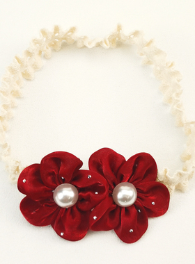 0-3岁婴儿发带新年红色花朵发饰新生儿护囟门头饰可爱女宝宝发箍