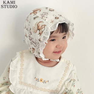 15个月婴儿帽子棉春秋防晒遮阳帽男女宝宝宫廷包头帽可爱公主帽