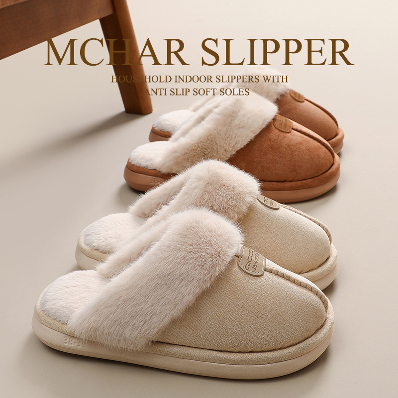 2025冬季新款毛绒棉拖鞋女款保暖厚底防滑情侣家居室内毛毛拖鞋男