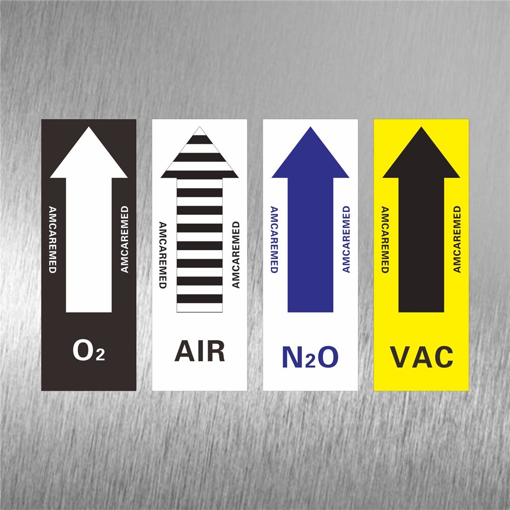 医院气体管道标识贴医疗空气medair医用真空负压vac氧气o2氮气n2