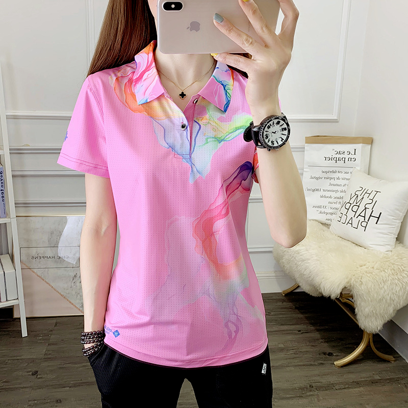 短袖时尚印花速干衣透气弹力女装