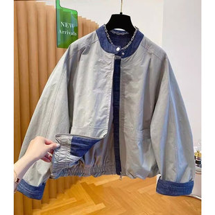 时尚 新款 洋气百搭宽松休闲冲锋衣上衣 外套女2025秋季 复古拼接长袖