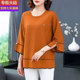 时尚 圆领七分袖 针织衫 妈妈春夏装 2024新款 洋气宽松休闲冰丝上衣女