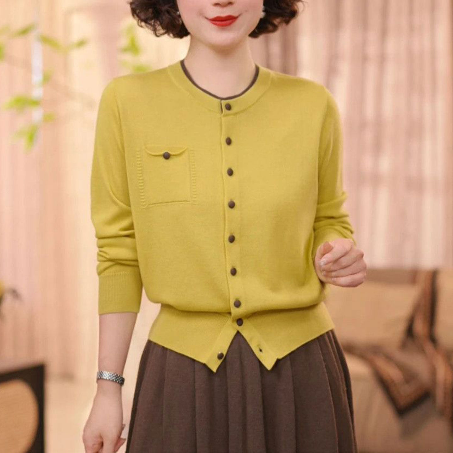 时尚小香风长袖针织开衫女2025秋季新款洋气圆领小外套妈妈装上衣,女装/女士精品,毛针织衫,淘宝优惠券,粉丝福利购,淘宝优惠卷