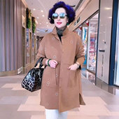 宽松休闲百搭中长款 新款 上衣 中年妈妈翻领风衣外套女2025秋季 时尚