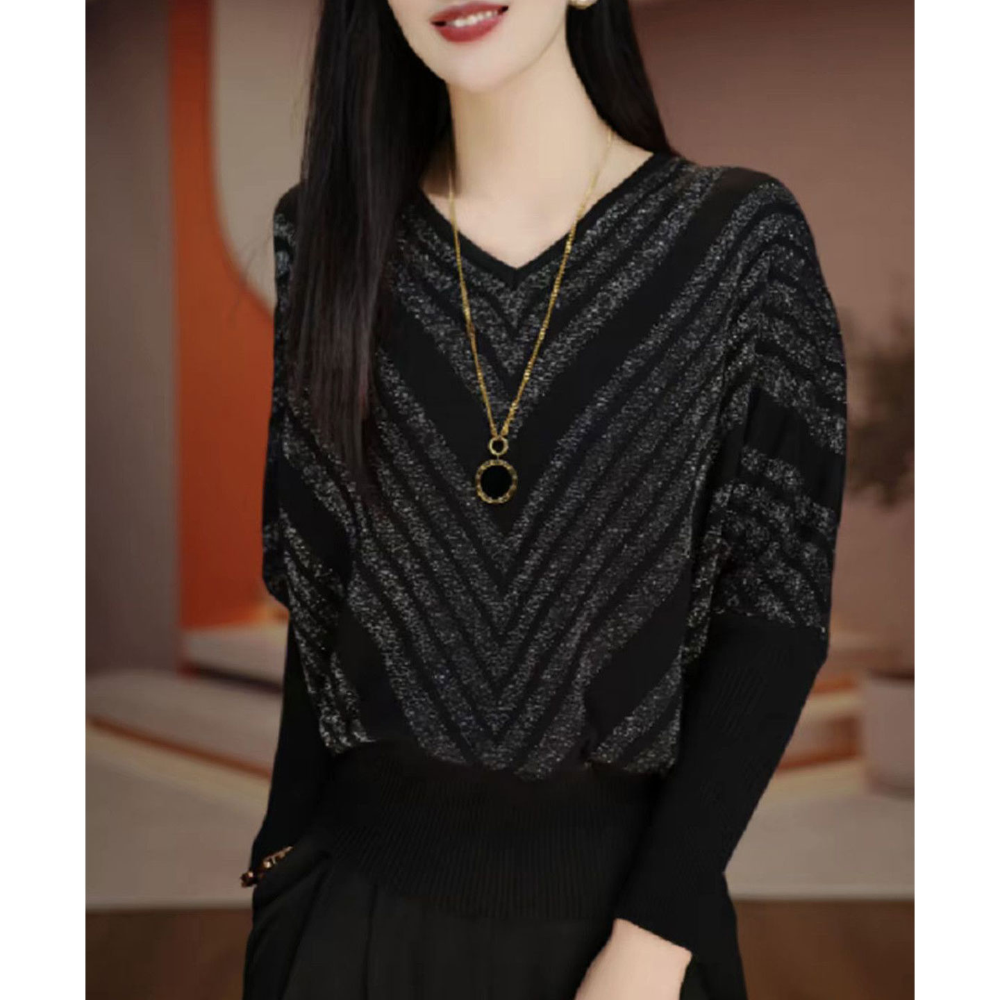 时尚妈妈装洋气长袖针织衫毛衣女