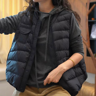 无袖 宽松显瘦休闲妈妈装 马夹外套 圆领轻薄棉服马甲女秋冬新款 时尚