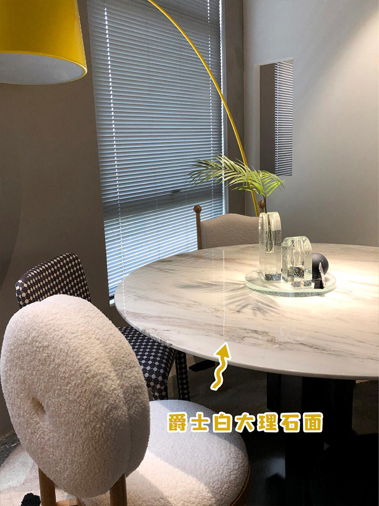 天然爵士白大理石圆形轻奢高端吃饭桌子高端可定制别墅餐桌,住宅家具,大理石餐桌,淘宝优惠券,粉丝福利购,淘宝优惠卷