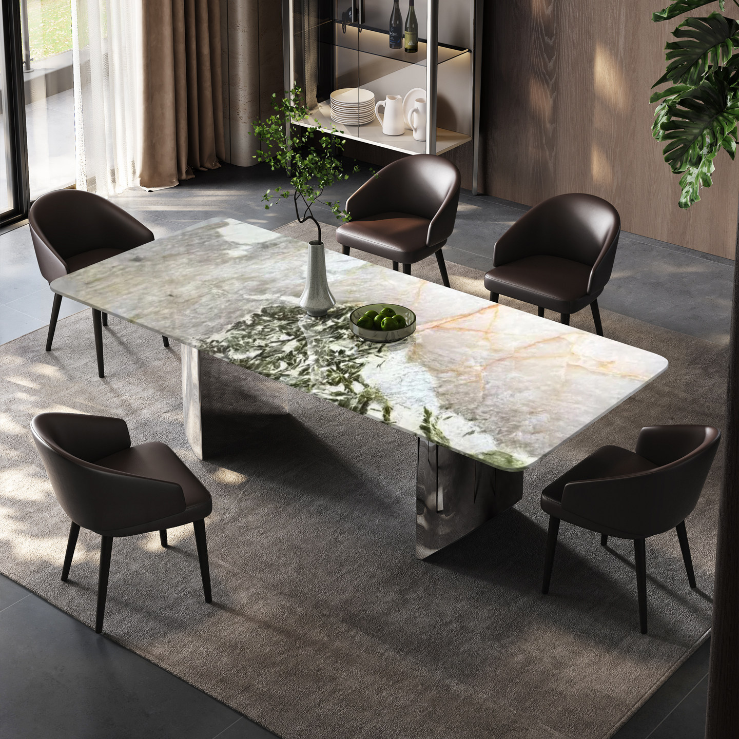 天然潘多拉奢石长方形餐桌椅组合意式极简轻奢高级感家用餐厅桌子,住宅家具,大理石餐桌,淘宝优惠券,粉丝福利购,淘宝优惠卷