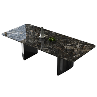 璀璨星河奢石餐桌意式轻奢高级餐台小户型天然大理石长方形家用