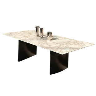 天然卡拉卡塔金奢石餐桌轻奢高端长方形家用大理石餐桌椅组合