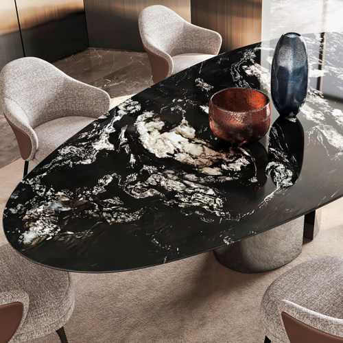 宇宙黑大理石奢石餐桌