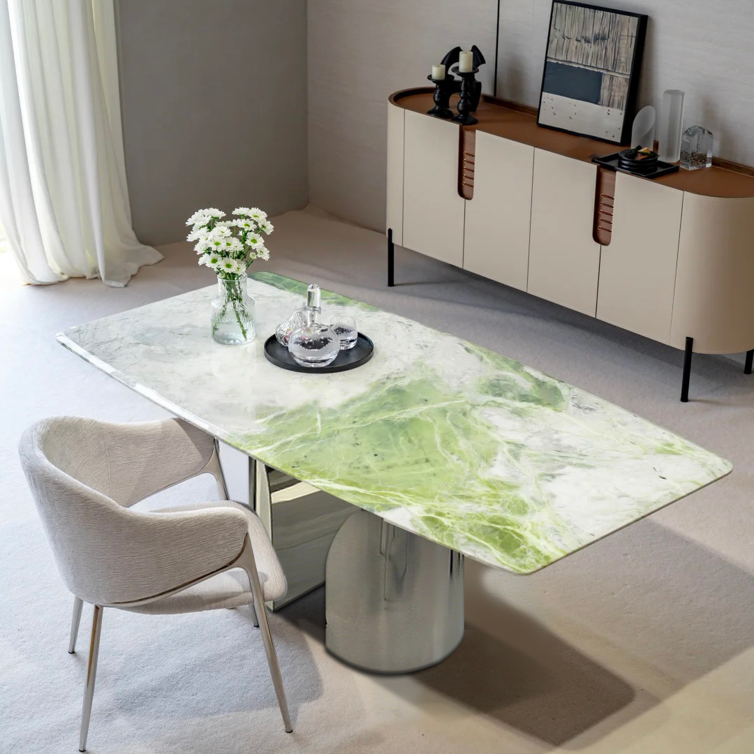 冷翡翠石餐桌意式极简风