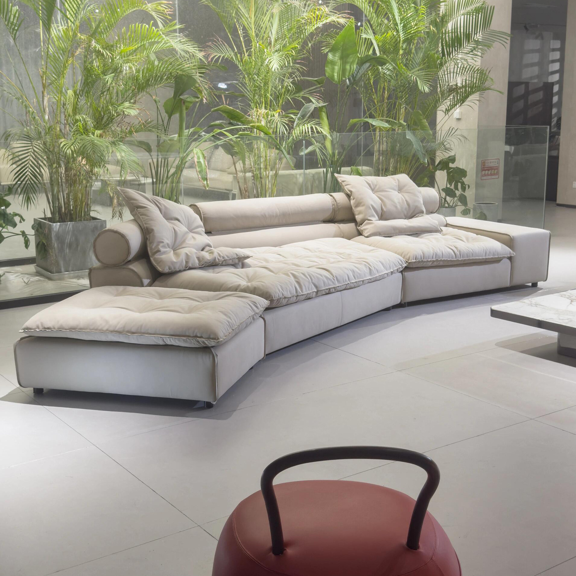 迈阿密沙发磨砂皮组合意式极简沙发大户型别墅客厅豆腐块皮艺沙发