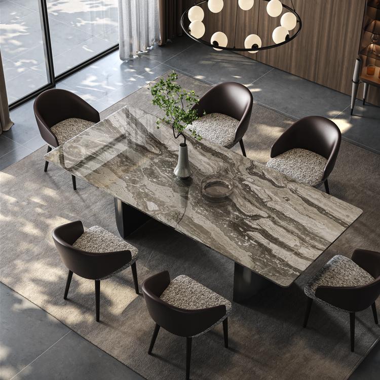 天然大理石高端长方形餐桌