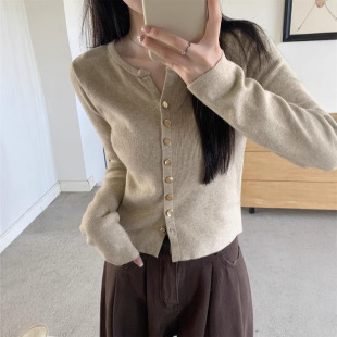 针织开衫 短款 女2025新款 气质显瘦内搭打底衫 上衣 秋季 纯色简约长袖