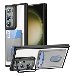 三星A16卡包A05S亚克力硬壳A13保护套A35防滑a55 S24FE加厚防摔Samsung 镜头支架插卡手机壳适用三星 Galaxy