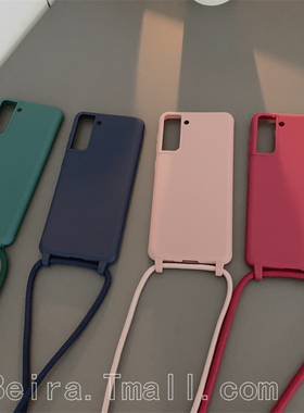 斜跨挂绳Samsung A53 5g手机壳适用三星A71 4G硅胶软壳A21S保护套A32 4g纯色简约A16孔孝真同款72网红a33斜背