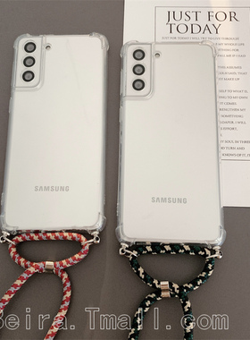 孔孝真同款三星S24+斜跨背手机壳S20FE挂绳S23硅胶S9Plus防摔Note10护套适用Samsung透明s21ultra挂脖S25edge