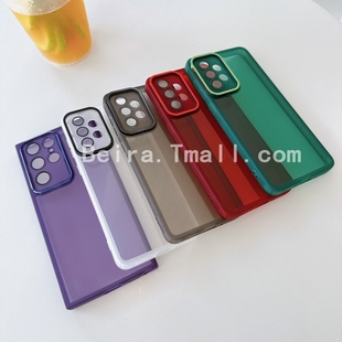 A24 A50s软壳A54全包防摔A33 A73 ultra保护套S22pro硅胶透明S20fe简约samsung 自带镜头膜手机壳适用三星S24