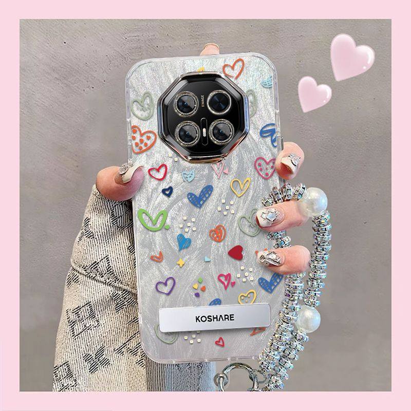 适用于华为mate70rs非凡大师手机壳新款镜头全包奢华女款支架手链羽纱彩色爱心60保时捷保护套防摔超薄高级感