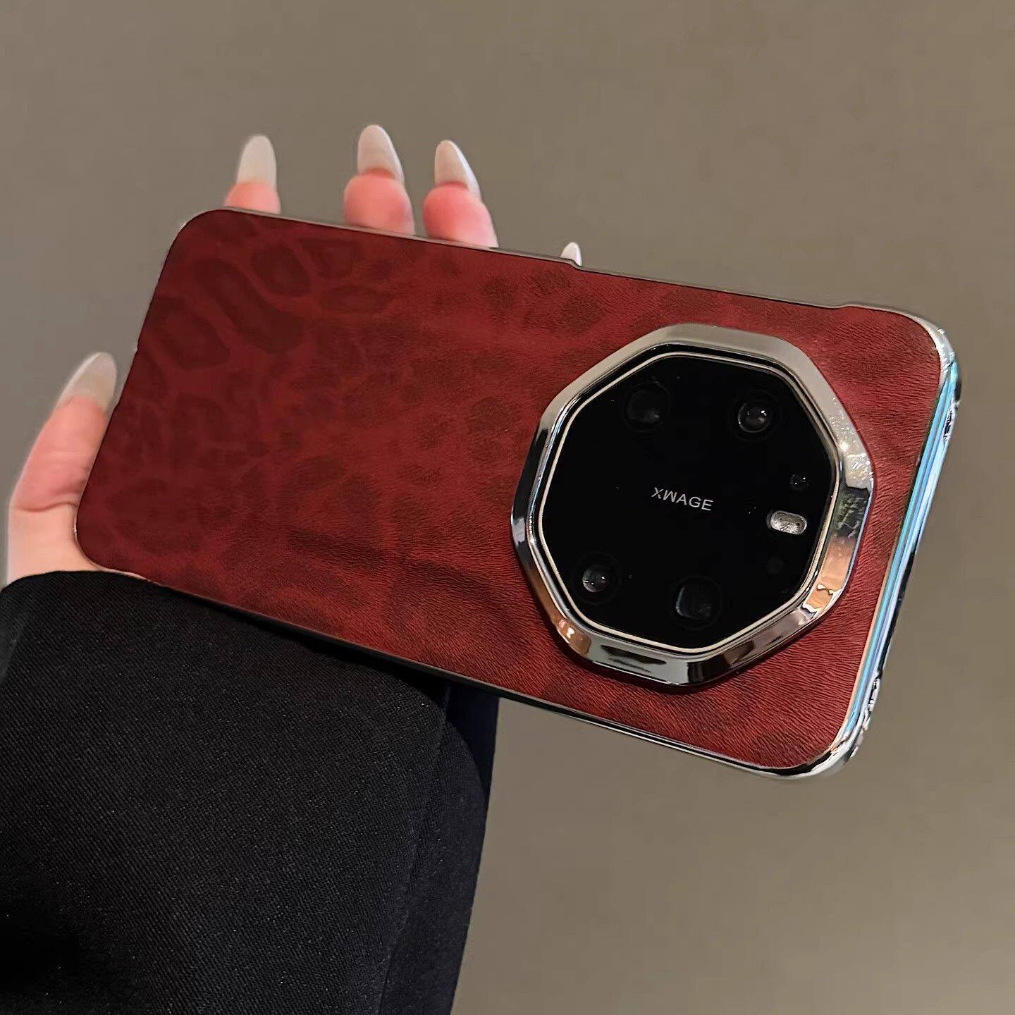 适用华为mate80rs非凡大师手机壳女款轻奢豹纹新年款红色皮质70rs非凡大师全包防摔保护套高级感60rs创意外壳