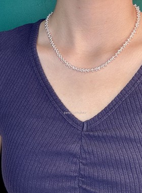 925纯银韩版设计感极简抽拉项链