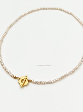 天然珍珠花朵项链韩国东大门