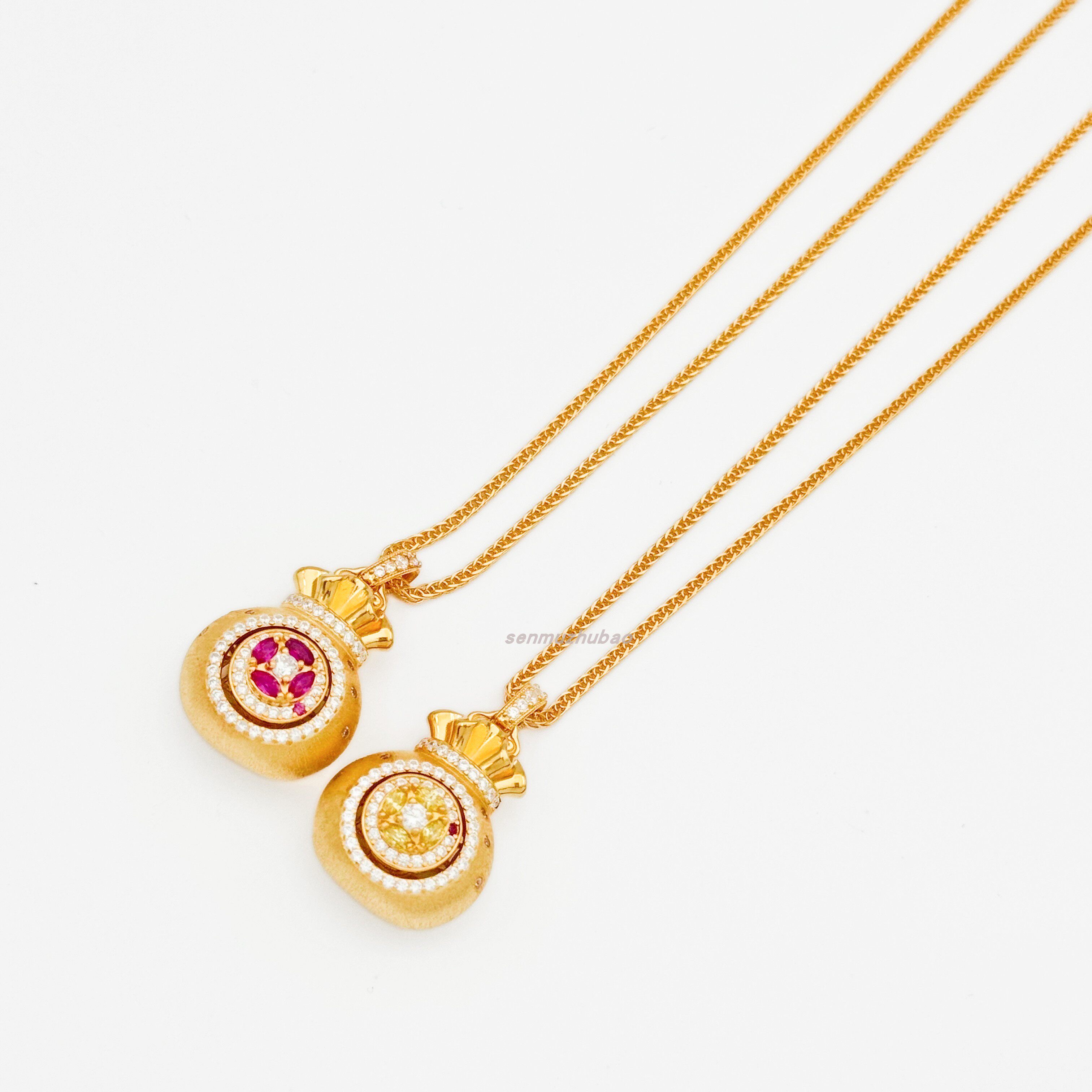 新中式复古来财925纯银镶钻钱袋子福袋项链小众设计感奢华