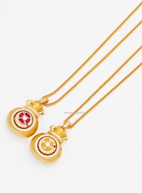 新中式复古来财925纯银镶钻钱袋子福袋项链小众设计感奢华