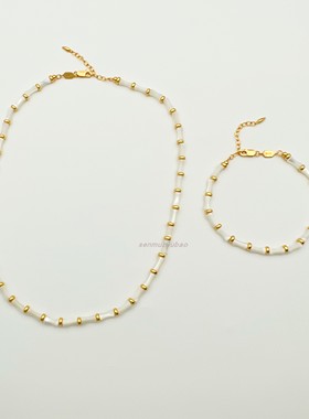 英国设计师白贝竹节多巴胺项链手链叠戴优雅高级感简约冷淡风气质