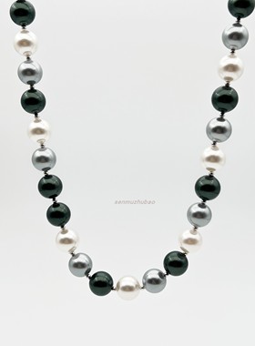 倪妮同款大溪地色系串珠项链水晶珍珠锁骨链轻奢设计混彩渐变小众