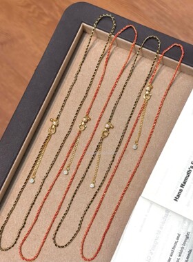 S925纯银手工缠绕幸运红黑绳项链新中式国潮风招财项链直播货源