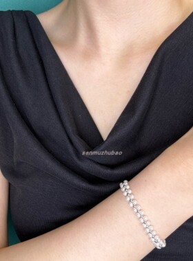 925银镀金双排珍珠弹力手串