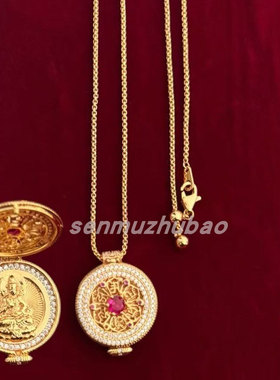 古法金色葫芦罗盘项链新中式轻奢大气百搭时尚颈链毛衣链