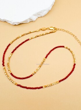 黑尖晶石榴石玛瑙水晶碎银子项链