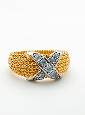 分色交叉戒指编织麻绳轻奢戒指