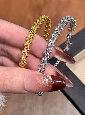 爆闪925银时尚个性编织高级感镭射珠手链奢华时尚复古轻奢高级感